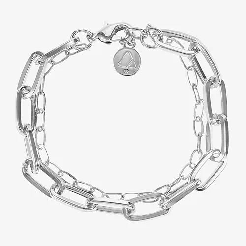 Liz Claiborne Layered Womens Solid Link Bracelet, One Size, Silver
