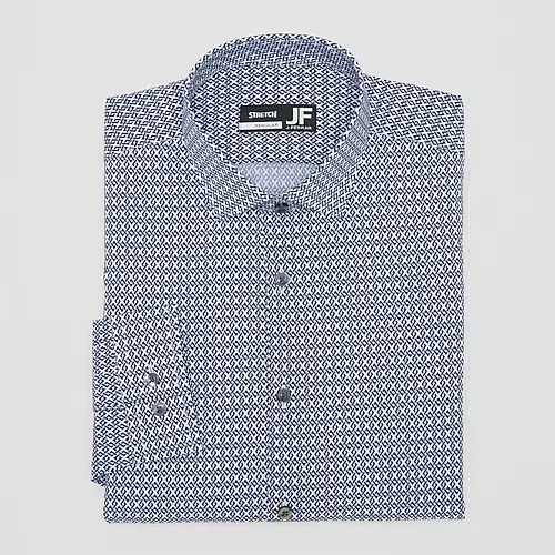 J. Ferrar Ultra Comfort Mens Regular Fit Stretch Fabric Wrinkle Free Long Sleeve Dress Shirt, 14-14.5 32-33, Blue