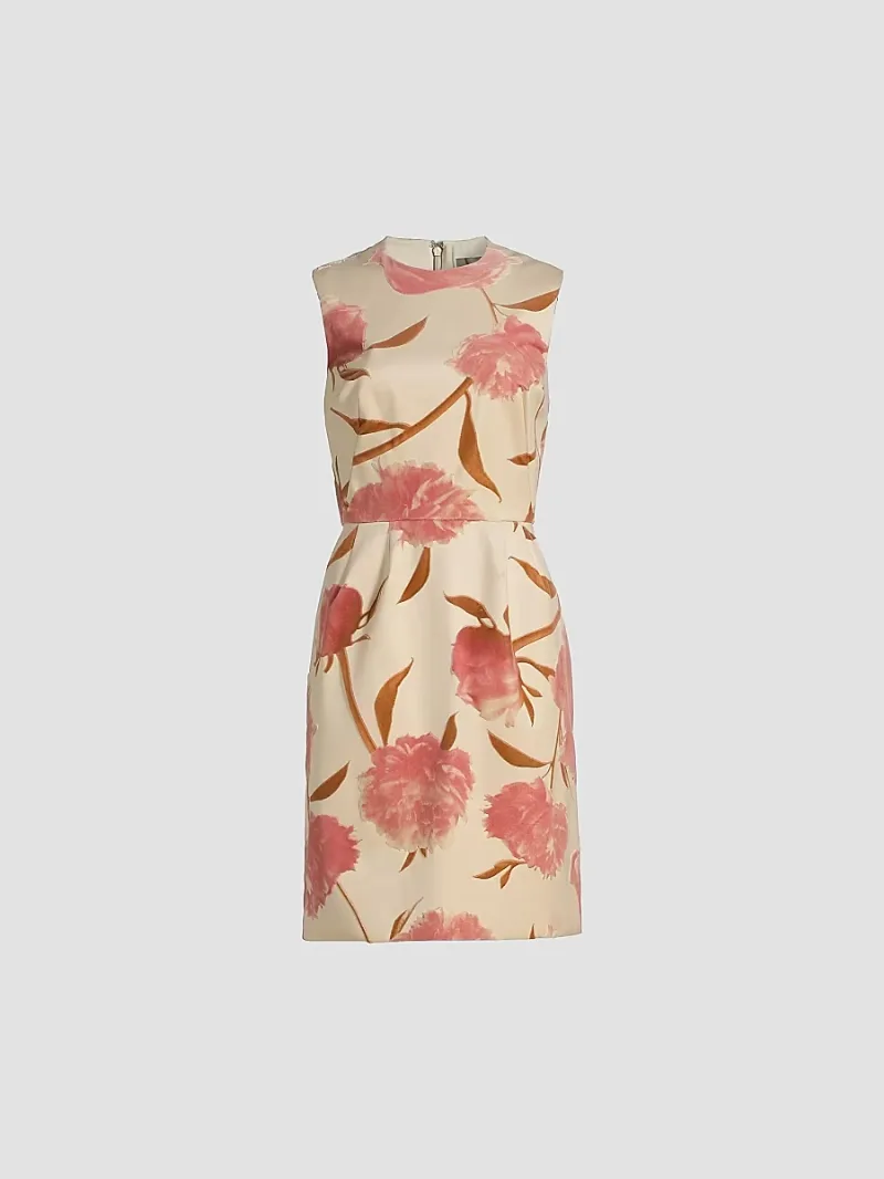 Women's Floral Cotton Sleeveless Minidress - Pink Multi - Size 14
