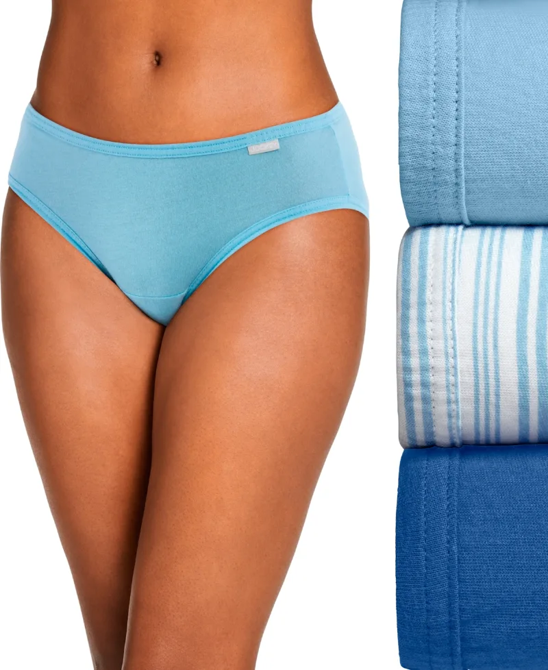 Jockey Elance Bikini Underwear 3 Pack 1489 - Marina Blue/boardwalk Stripe/blue Stardu