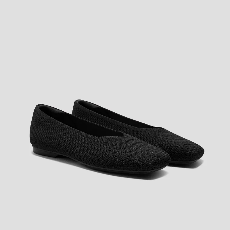 VIVAIA Square-Toe Margot V-Cut Flats (Margot 3.0)|BLACK|US 7.5