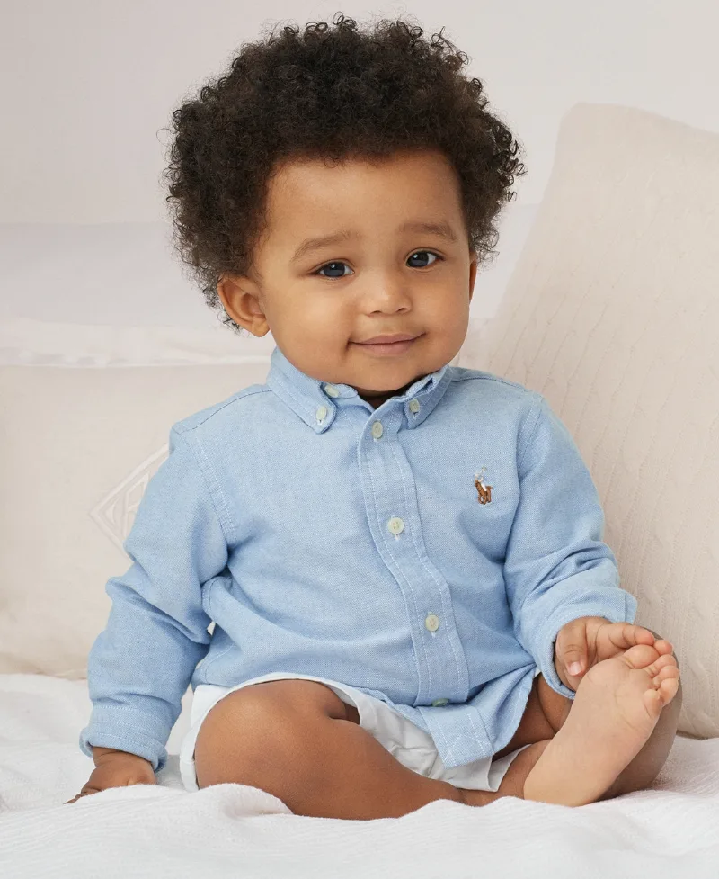 Polo Ralph Lauren Baby Boys Cotton Oxford Button Shirt - Light Blue