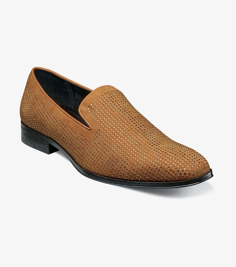 Stacy Adams Shoes Suave Rhinestone Slip On Tan Size 9