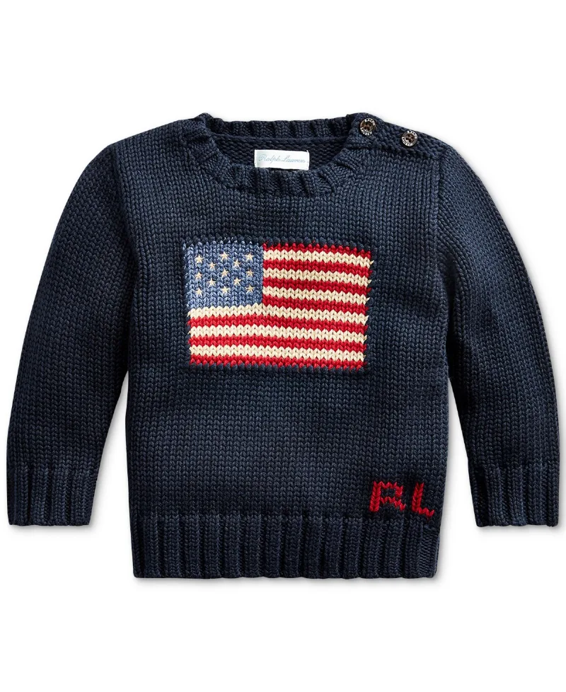 Polo Ralph Lauren Baby Boys or Girls The Iconic Flag Sweater - Blue