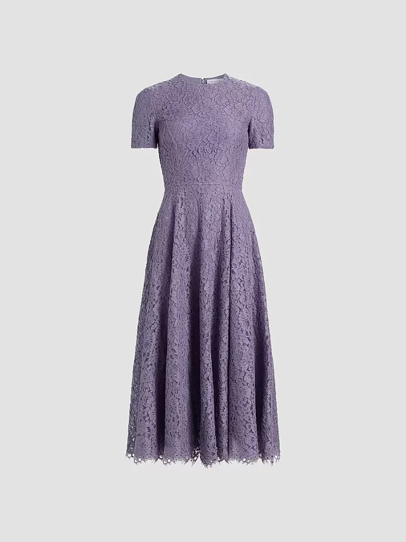 Michael Kors Collection Women's Lace A-Line Midi-Dress - Wisteria - Size 2