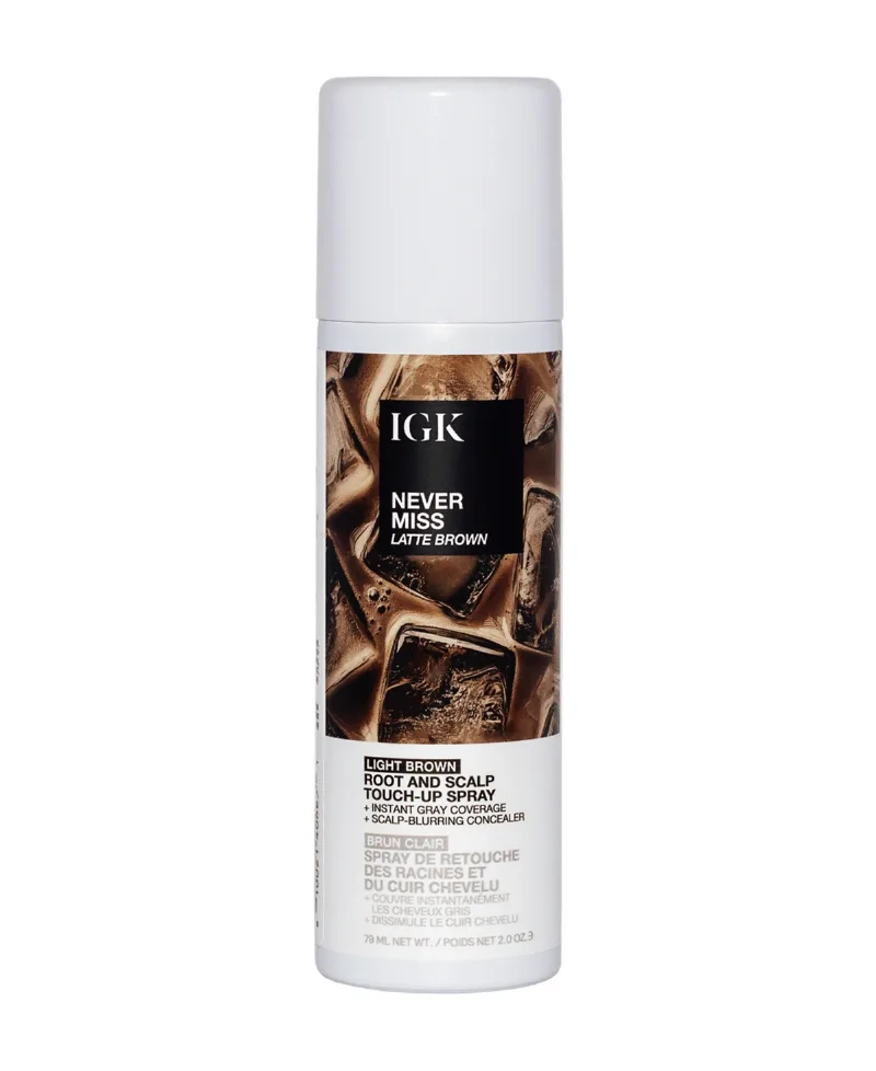 Igk Hair Never Miss Root and Scalp Latte Brown Touch-Up Spray - Light Brown