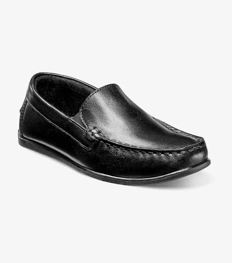 Florsheim Shoes Jasper Jr. Boys Moc Toe Venetian Loafer Black Size 1.5 Little Kid