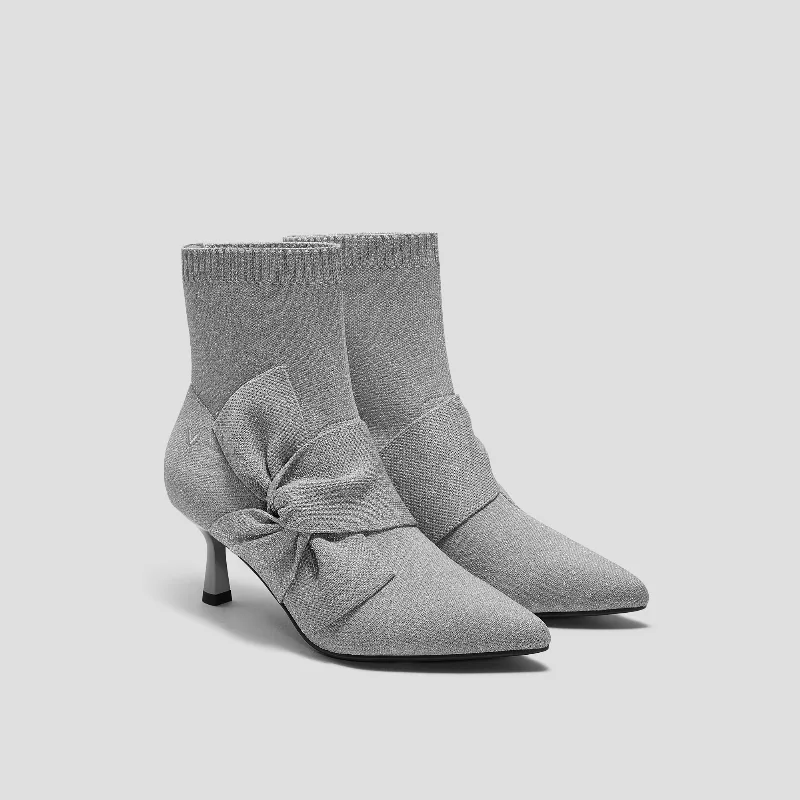 VIVAIA Pointed-Toe Ankle Heel Boots (Athena)|SILVERY GREY|US 10