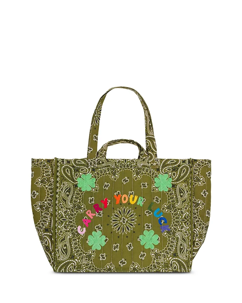 Call it By Your Name Maxi Cabas Matelasse Large Embroidered Mushroom Paisley Cotton Shoulder Bag