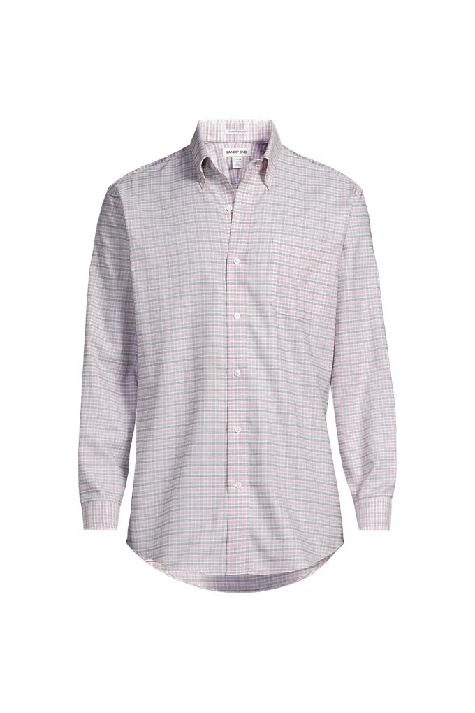 Men's Tall No Iron Supima Cotton Oxford Dress Shirt - Lands' End - Pink - 15H36