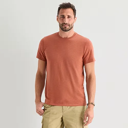 mutual weave Mens Crew Neck Short Sleeve T-Shirt, X-large, Brown