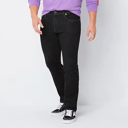 Arizona Mens Tapered Leg Athletic Fit Jean, 40 30, Black