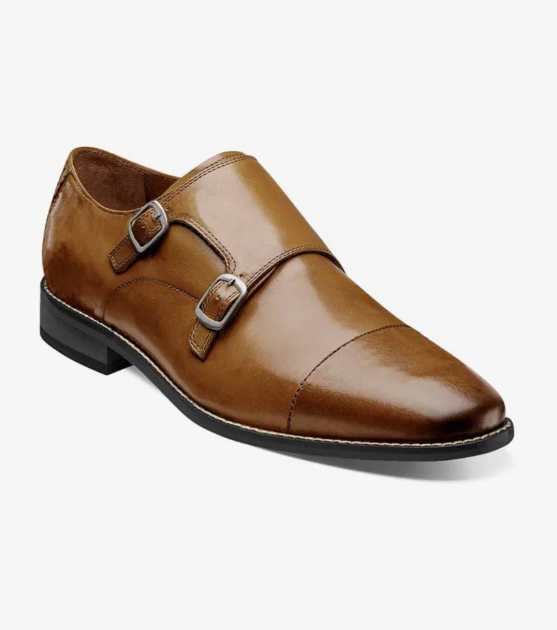 Florsheim Shoes Montinaro Cap Toe Monk Strap Saddle Tan Size 13