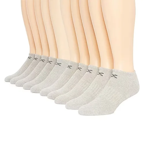 Xersion Quick-Dri Mens 10 Pair Low Cut Socks, 10-13, Gray