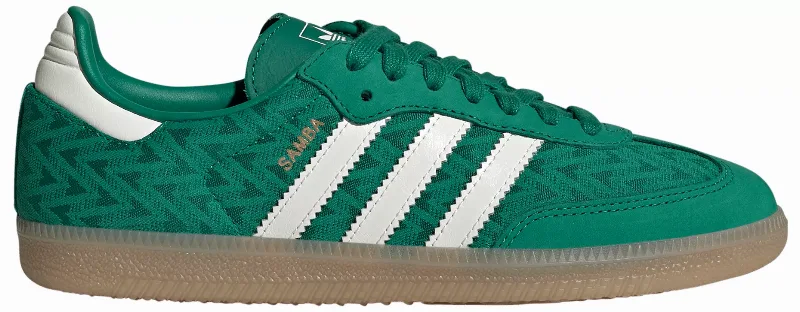 adidas Women's Samba OG Shoes, Size 7.5, Bold Green/Off White/Gold Met