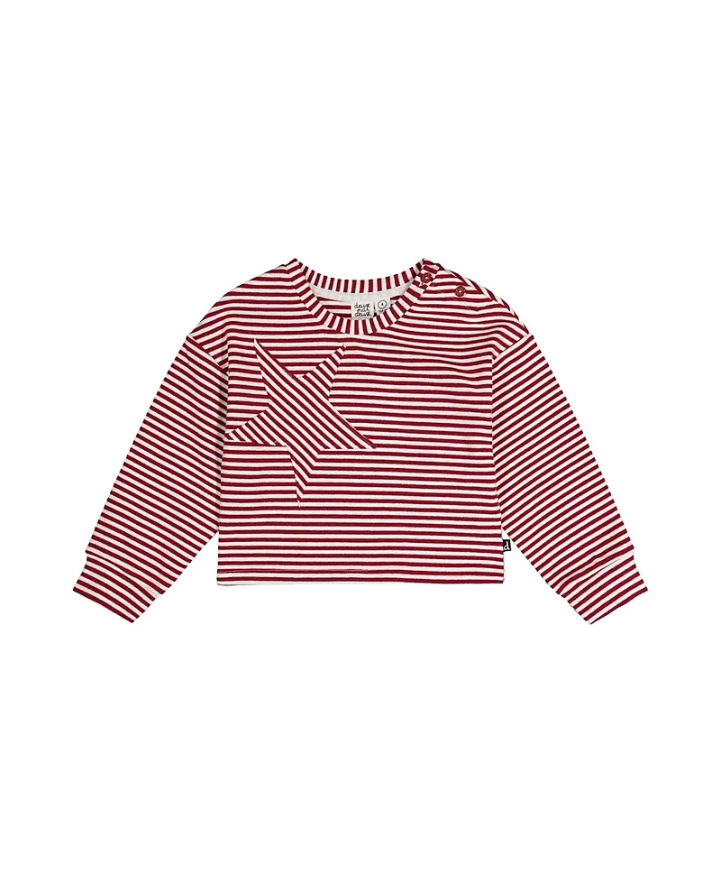 Deux par Deux Girls' Soft Jersey Star Applique Long Sleeve Top - Little Kid