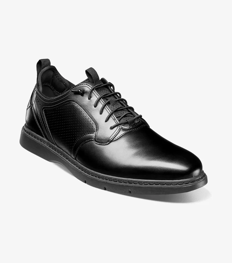 Stacy Adams Shoes Score Plain Toe Elastic Lace Up Black Smooth Size 10.5