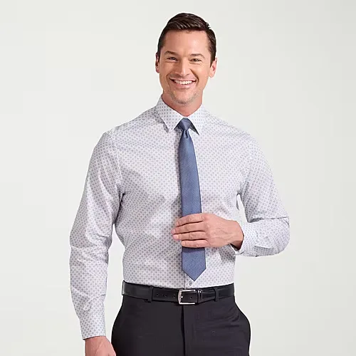 Nick Graham Mens Spread Collar Long Sleeve Stretch Fabric Shirt + Tie Set, 18.5 36-37, Blue