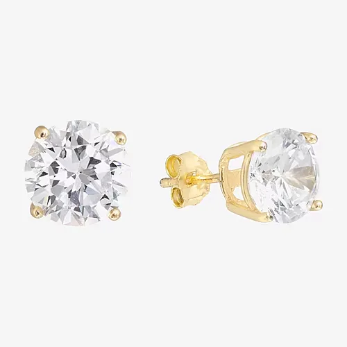 Silver Treasures Cubic Zirconia 14K Gold Over Silver 7.8mm Stud Earrings, One Size