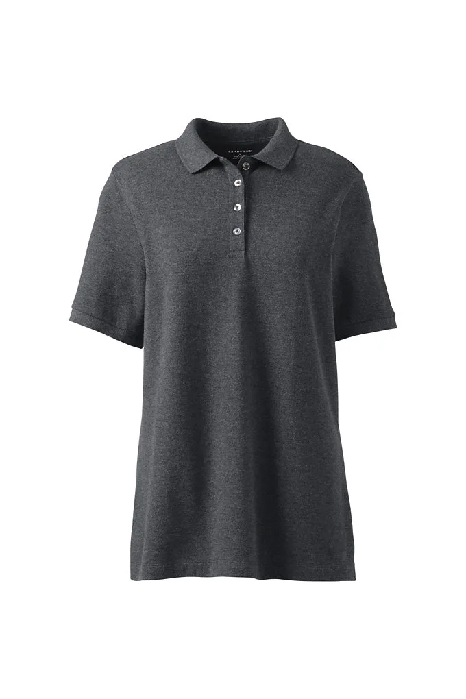 Women's Banded Short Sleeve Mesh Polo - Lands' End - Gray - L