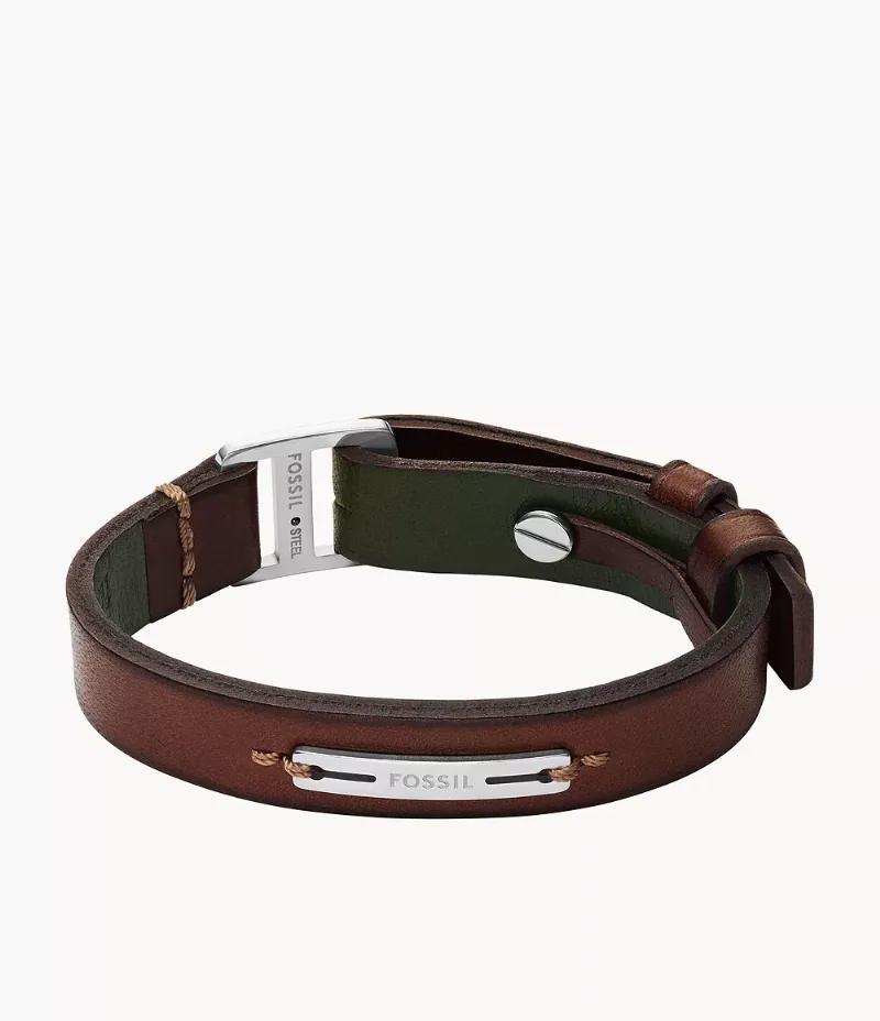 Bracelet Machine robuste en cuir vert et brun