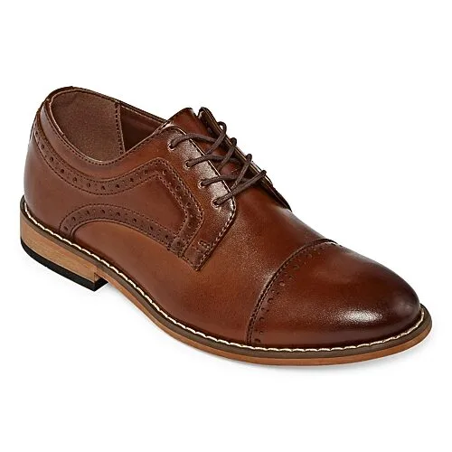 Stacy Adams Dickinson Little & Big Kid Boys Cap Closed Toe Oxford Shoes, 2 Medium, Brown