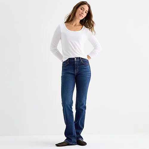 A.N.A Womens High Rise Bootcut Jean, 18, Blue
