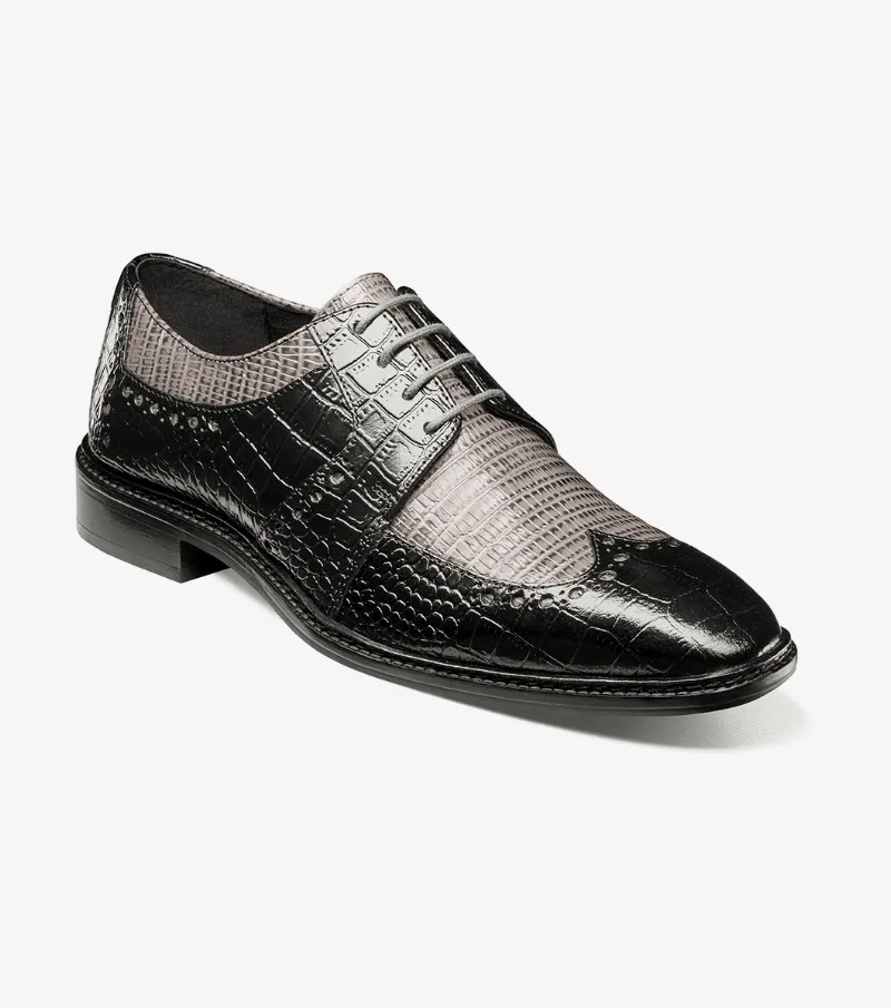Stacy Adams Shoes Travato Wingtip Oxford Black/Gray Size 10