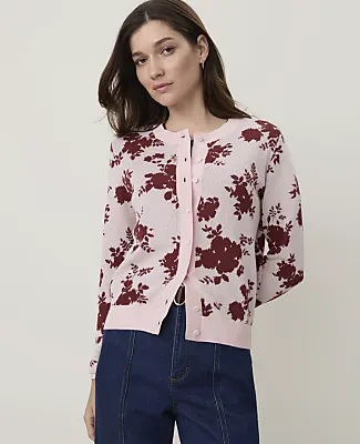Ann Taylor Floral Jacquard Cardigan