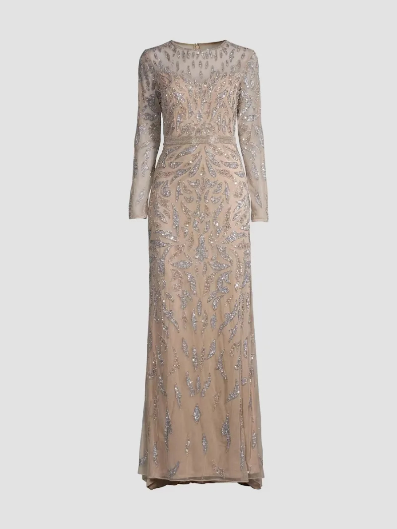Mac Duggal Women's Sequin Column Gown - Mocha - Size 18