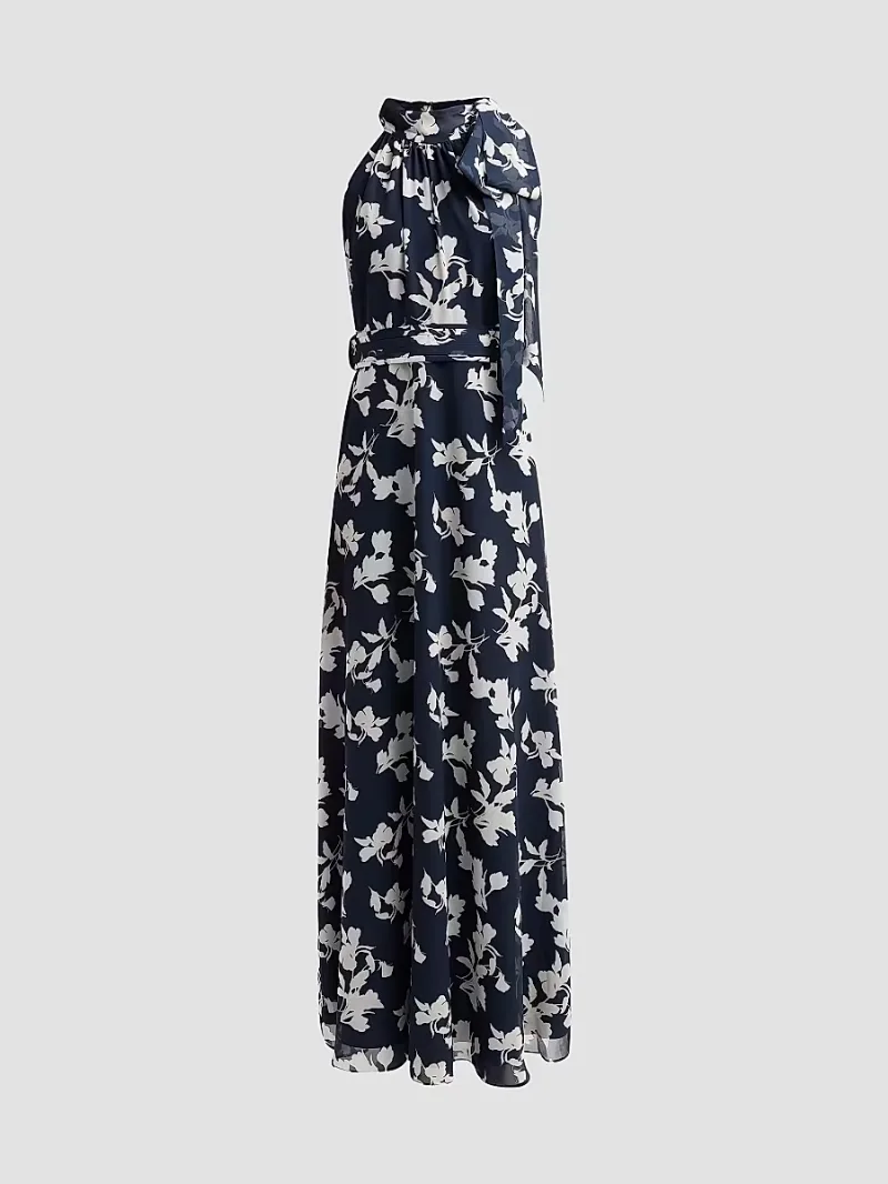 SACHIN BABI Women's Diana Floral Chiffon Gown - Navy Venetia Petal - Size 2
