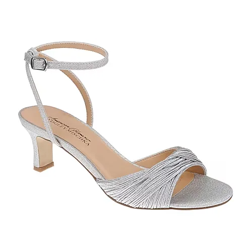 American Glamour Badgley Mischka Womens Maisie Heeled Sandals, 6 Medium, Silver