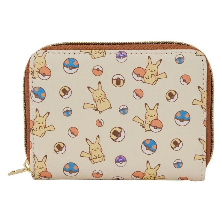 Loungefly Pokemon Chibi Pikachu and Poke Balls Zip Around Wallet GameStop Exclusive