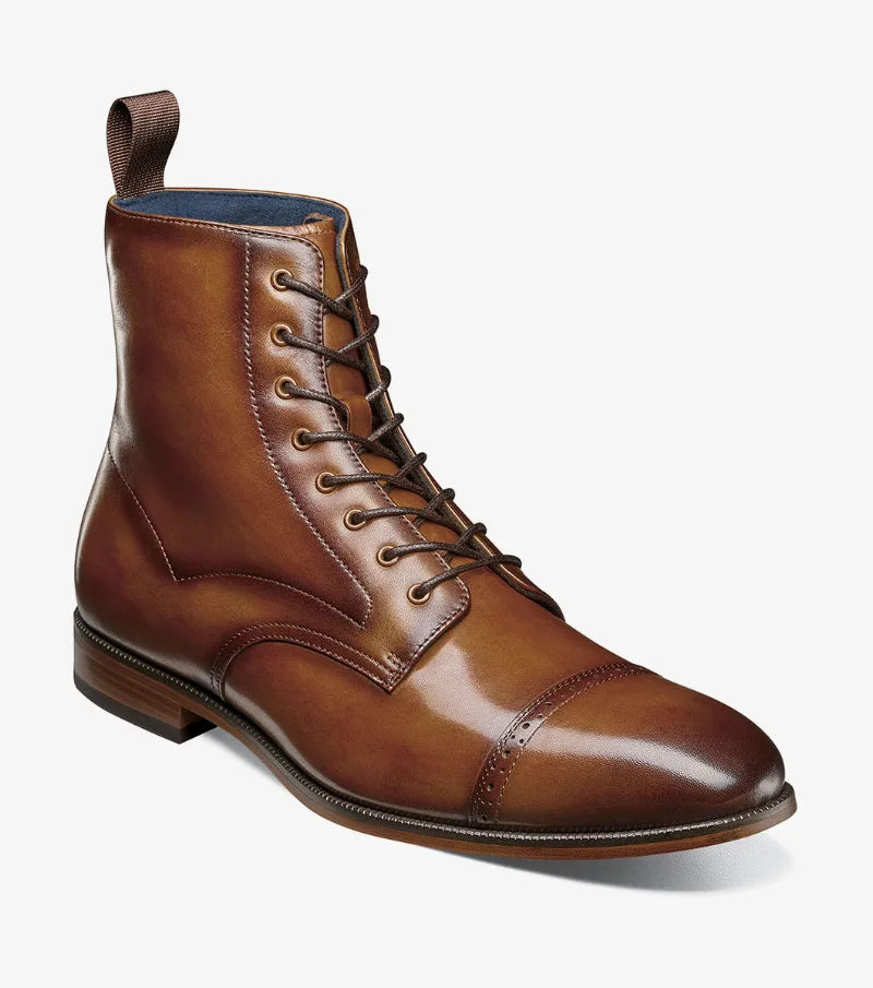 Stacy Adams Shoes Henry Cap Toe Lace Up Boot Tan Size 13