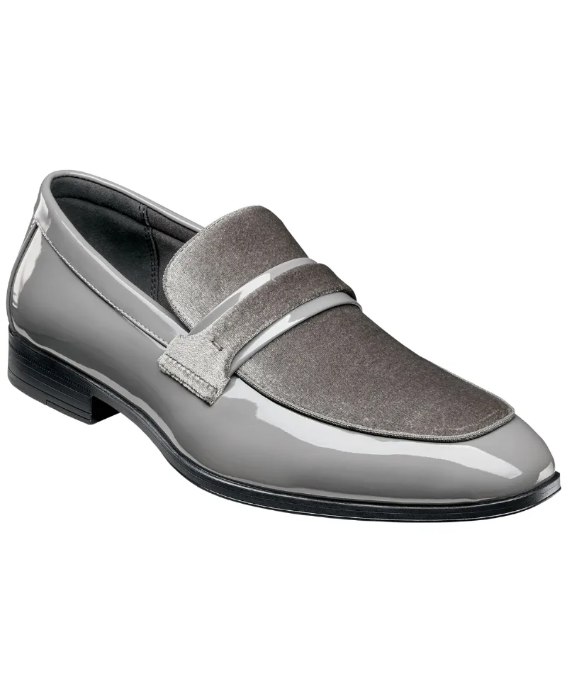 Stacy Adams Men's Spratley Moc Toe Saddle Slip On Loafer - Gray
