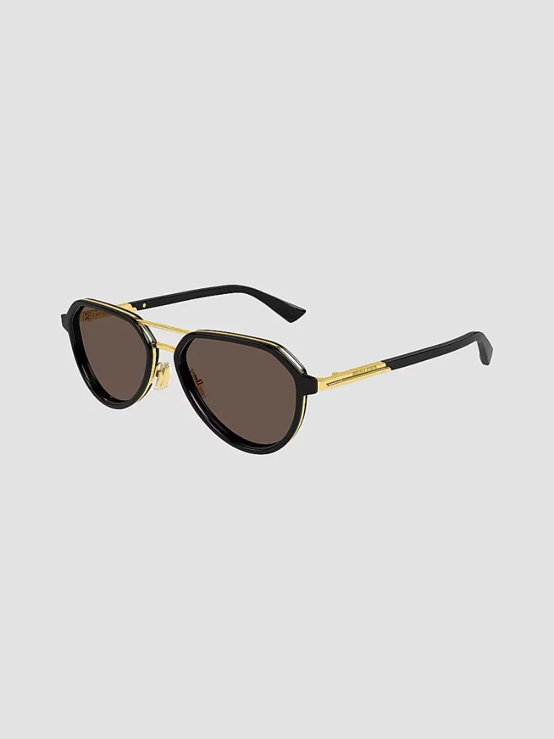 Bottega Veneta Men's Combi Man 55MM Pilot Sunglasses - Black Yellow