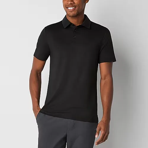 Stylus Mens Regular Fit Short Sleeve Supersoft Essential Polo Shirt, Medium, Black