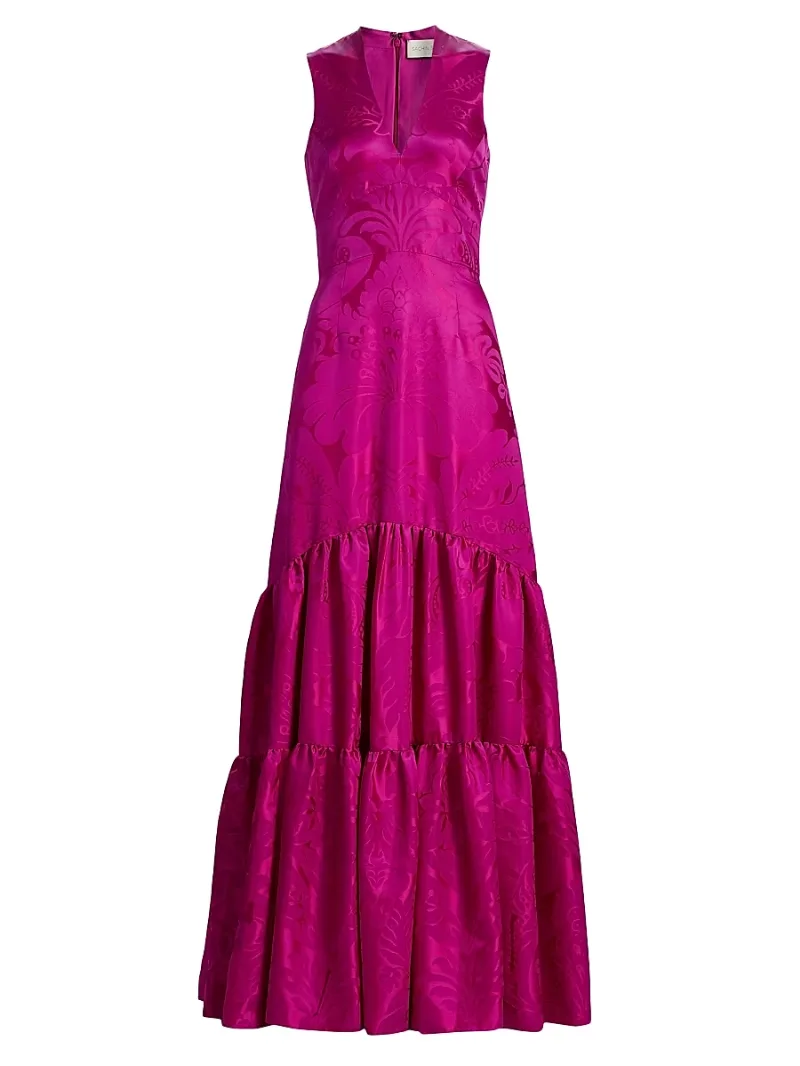SACHIN BABI Women's Cella Floral Damask A-Line Gown - Pink Sapphire Damask - Size 0