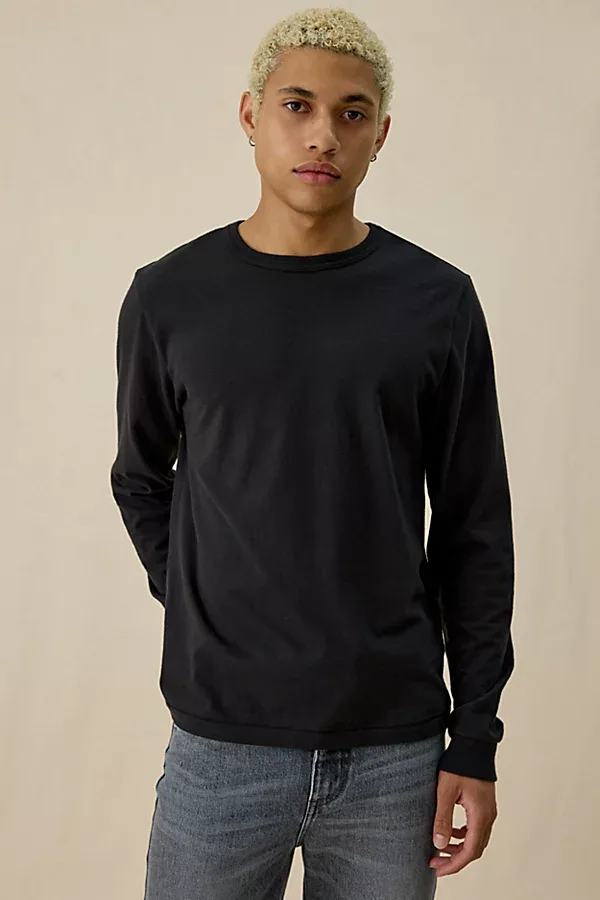 Standard Cloth Classic Long Sleeve Tee in Black, Men's at Urban Outfitters