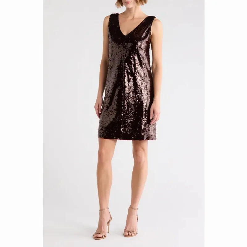NORDSTROM RACK Sequin V-Neck Dress in Burgundy at Nordstrom Rack, Size X-Large