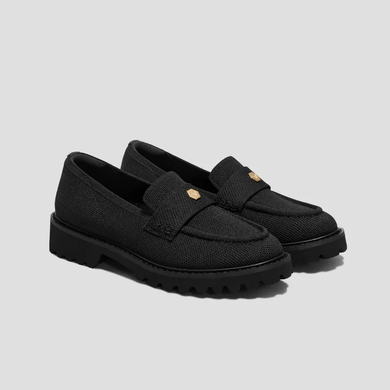 VIVAIA Round-Toe Platform Chunky Heel Loafers (Francesca)|BLACK|5.5-6