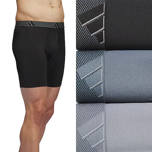 adidas Performance Microfiber Mens 3 Pack Boxer Briefs 5158584, X-large, Gray