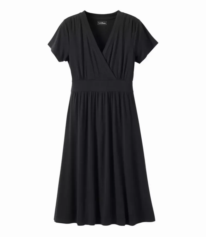 L.L.Bean Women's Summer Knit Dress Black Extra Large, Synthetic L. L.Bean