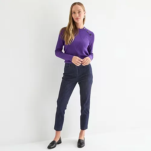 Liz Claiborne Emma Womens Stretch Fabric Ankle Mid Rise Ankle Pant, 10, Blue