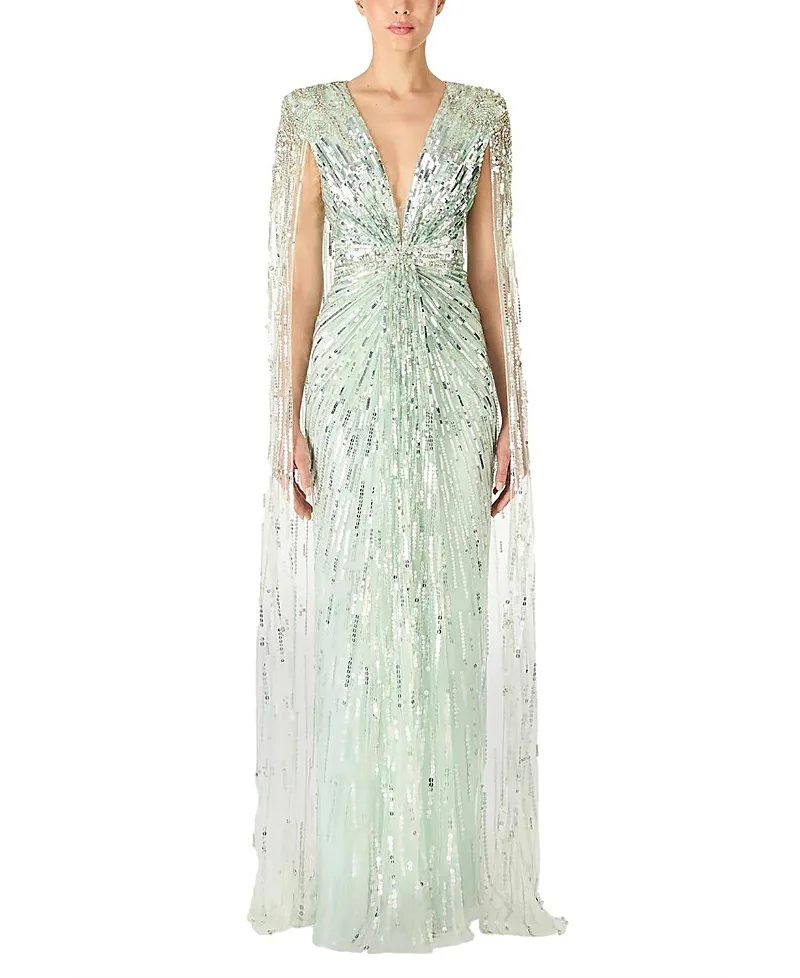 Jenny Packham Gold Rush Sequin-Embellished Gown