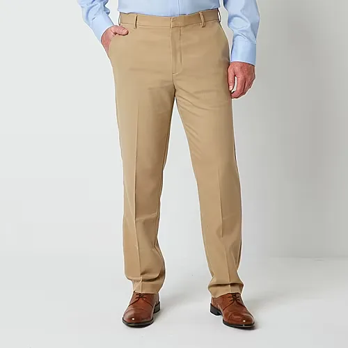 Van Heusen Ultra Flex Mens Classic Fit Dress Flat Front Pant, 34 29, Beige