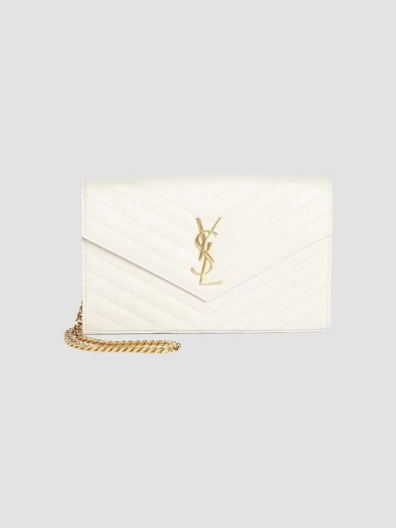 Saint Laurent Women's Medium Monogram Matelassé Leather Wallet-On-Chain - Cream