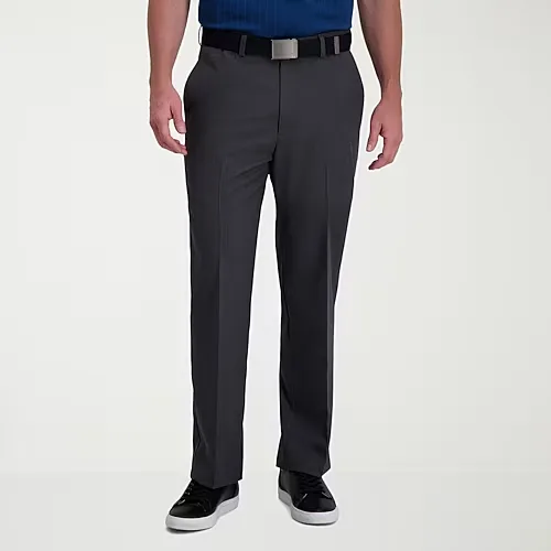 Haggar Cool Right Performance Flex Mens Classic Fit Flat Front Pant, 36 29, Gray
