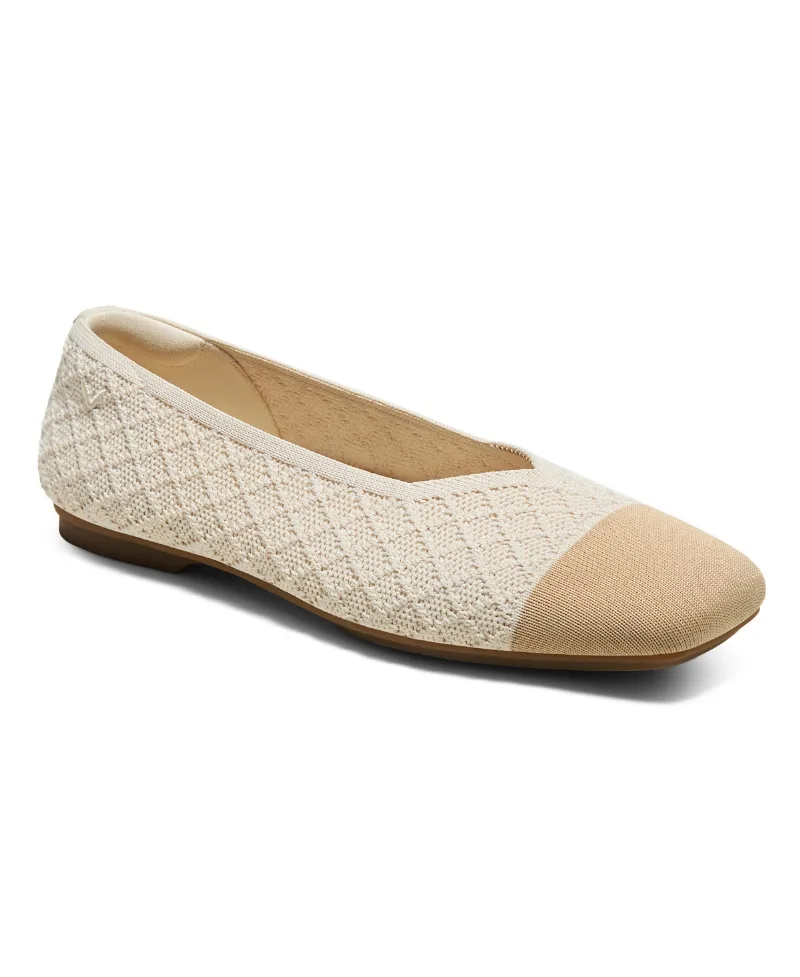 Vivaia Women's Margot Square-Toe V-Cut Slip on Ballet Flats - Pale-yellow/apricot c-quilt