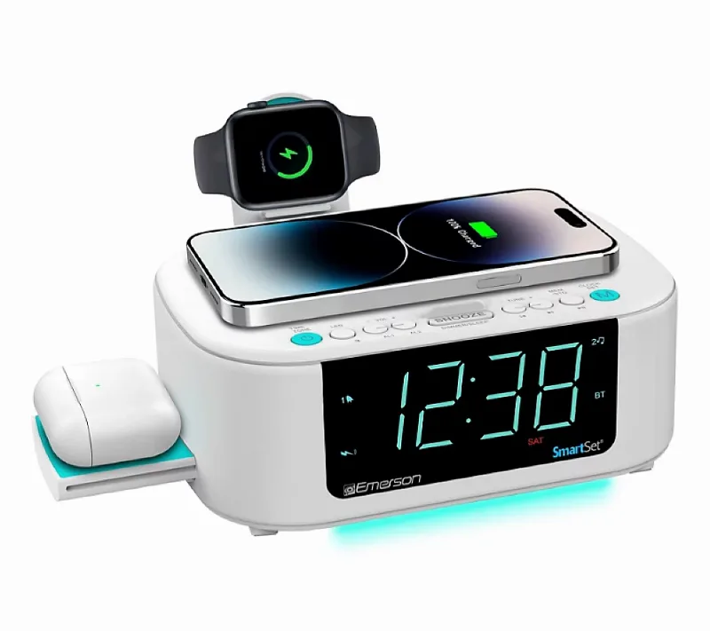 Emerson SmartSet Wireless Charging Dual Alarm F Clock Radio